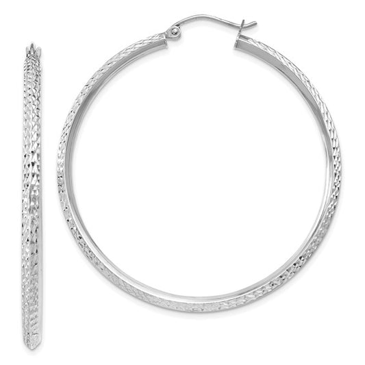 Leslie's 14k WG Knife Edge D/C Hollow Hoop Earrings