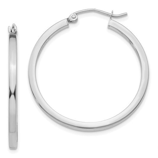 Leslie's 14k White Gold 2mm Square Tube Hoops