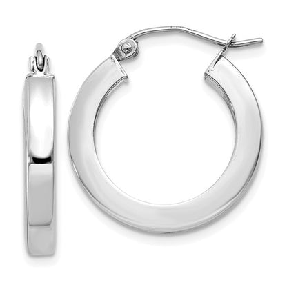 Leslie's 14k White Gold 3mm Polished Square Tube Hoop Earrings