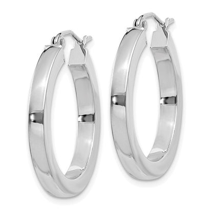 Leslie's 14k White Gold 3mm Polished Square Tube Hoop Earrings