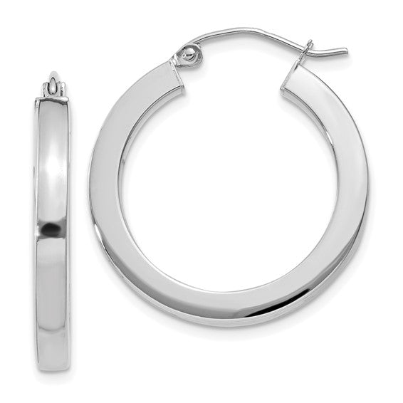 Leslie's 14k White Gold 3mm Polished Square Tube Hoop Earrings