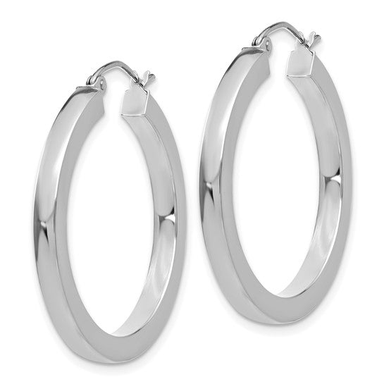 Leslie's 14k White Gold 3mm Polished Square Tube Hoop Earrings