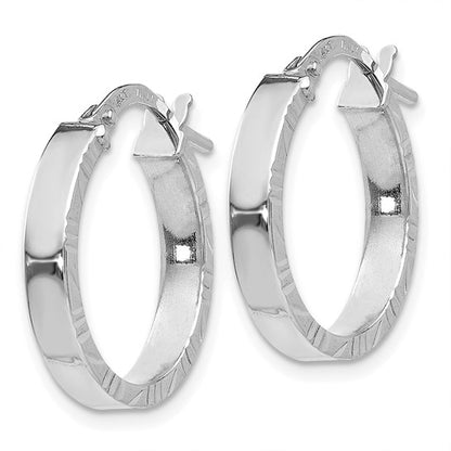 Leslie's 14k White Gold D/C Edge Large 3mm Polished Hoop Earrings