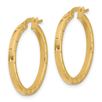 Leslie's 14K Polished and Grooved Round Hoop Earrings