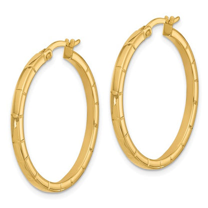 Leslie's 14K Polished and Grooved Round Hoop Earrings