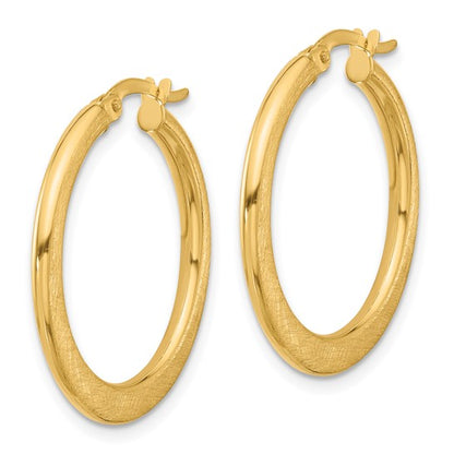 Leslie's 14K Polished and Scratch Finish Round Hoop Earrings