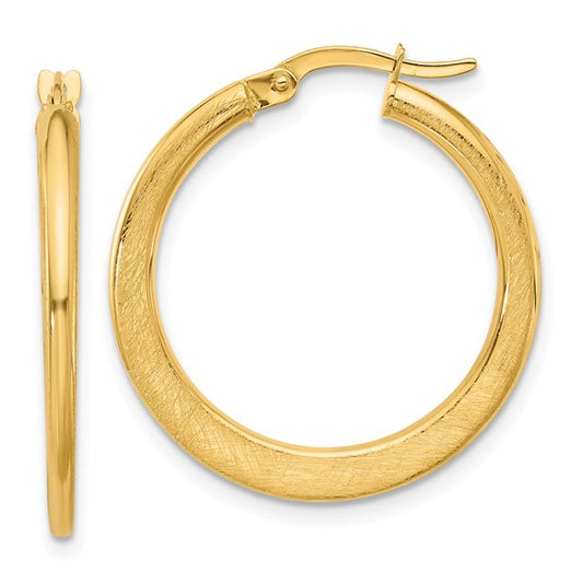 Leslie's 14K Polished and Scratch Finish Round Hoop Earrings