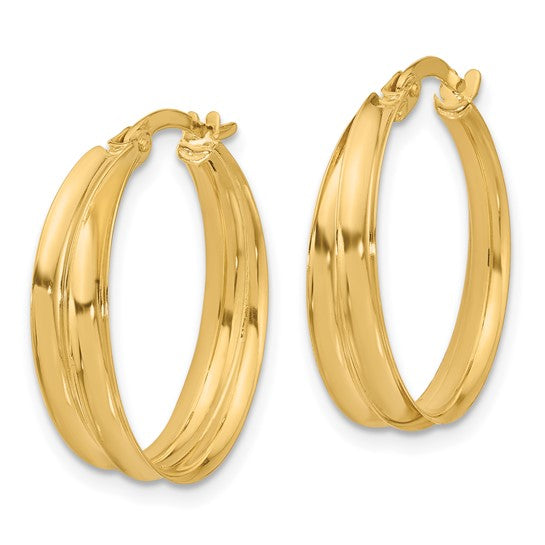 Leslie's 14K Polished Grooved Round Hoop Earrings