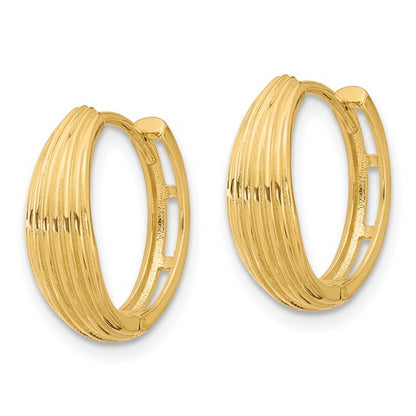 Leslie's 14K Polished and Grooved Hinged Hoop Earrings