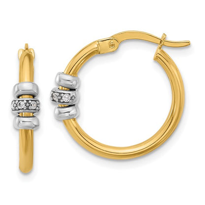 Leslie's 14K Two-tone Polished CZ Hoop Earrings