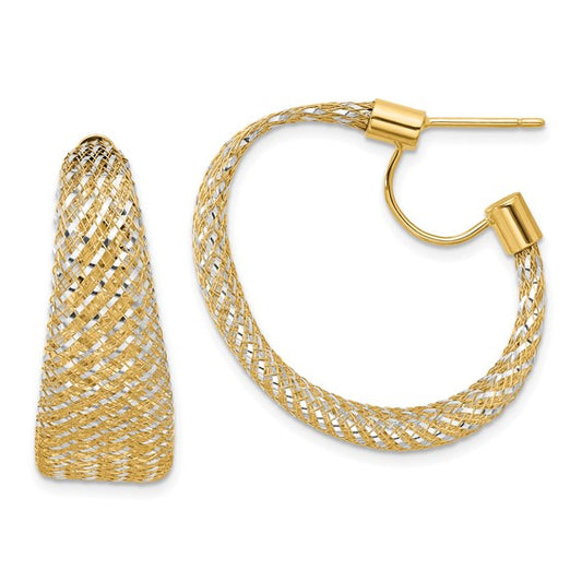 Leslie's 14K Two-tone Braided Mesh Stretch Post Hoop Earrings