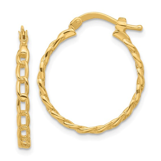 Leslie's 14K Polished Curb Link Design Hoop Earrings