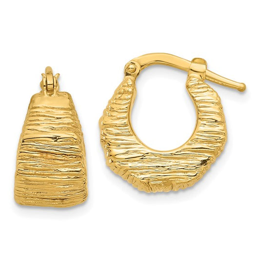 Leslie's 14K Polished and Textured Hoop Earrings