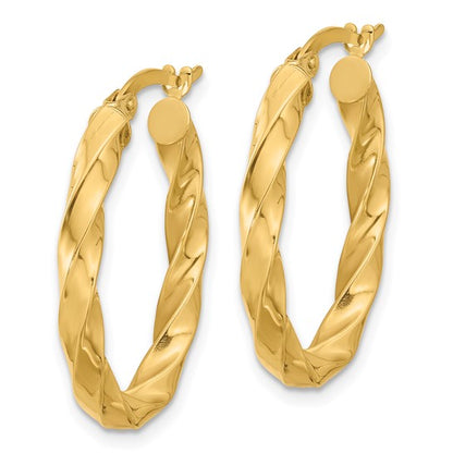 Leslie's 14K Polished Twisted Oval Hoop Earrings