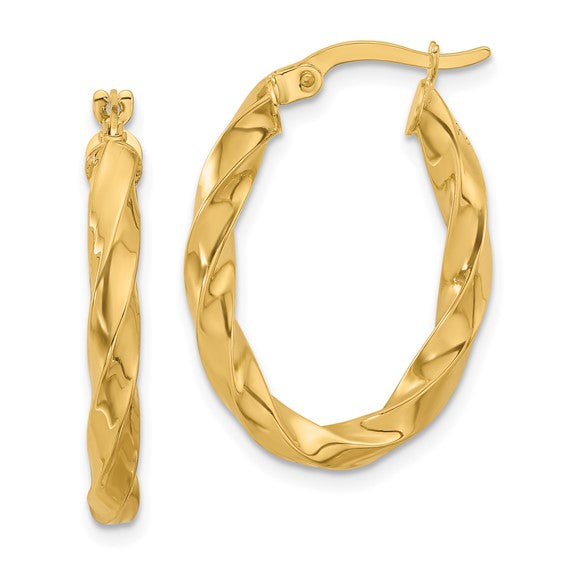 Leslie's 14K Polished Twisted Oval Hoop Earrings