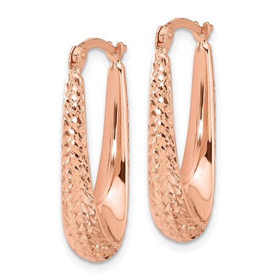 Leslie's 14K Rose Gold Polished and Diamond-cut Hoop Earrings