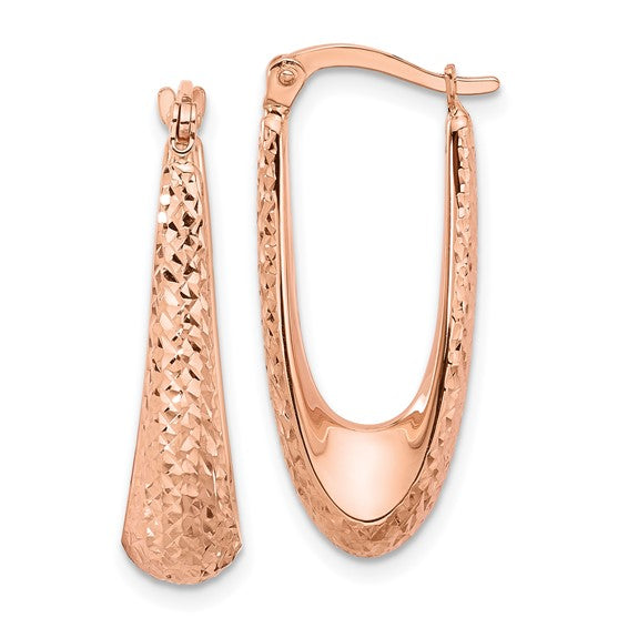 Leslie's 14K Rose Gold Polished and Diamond-cut Hoop Earrings