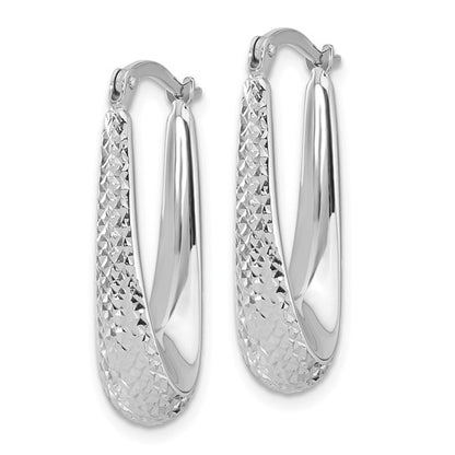 Leslie's 14K White Gold Polished and Diamond-cut Hoop Earrings