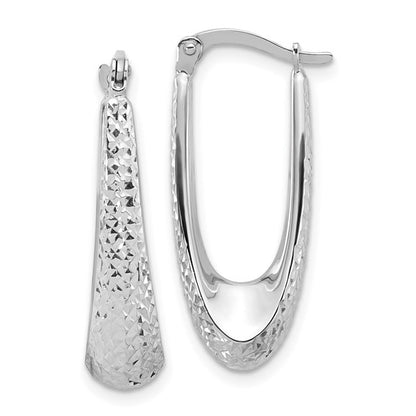 Leslie's 14K White Gold Polished and Diamond-cut Hoop Earrings