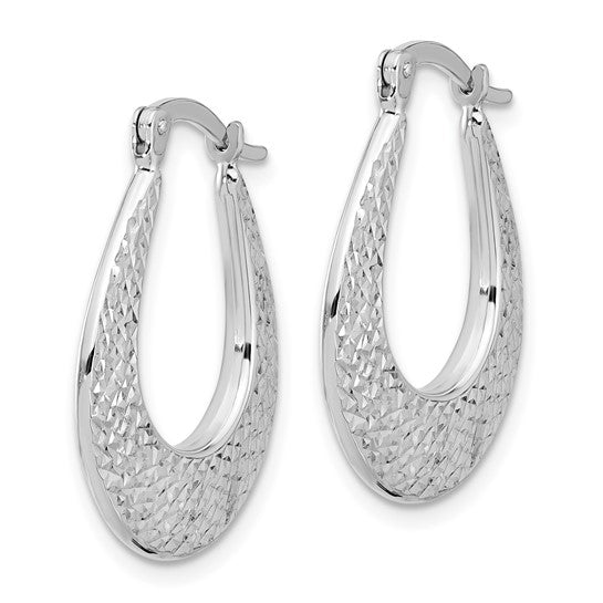 Leslie's 14K White Gold Polished and Diamond-cut Hoop Earrings