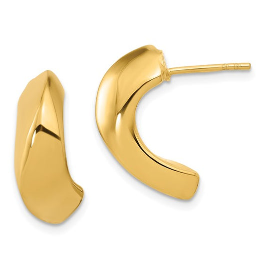 Leslie's 14K Polished Hollow J-Hoop Post Earrings