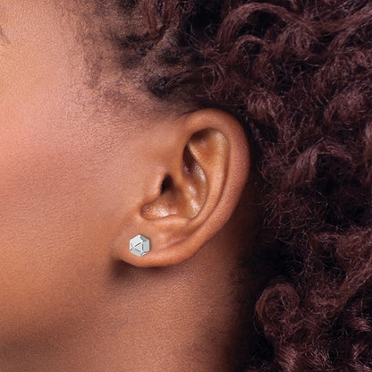 Leslie's 14K White Gold Polished Geometric Ball Post Earrings