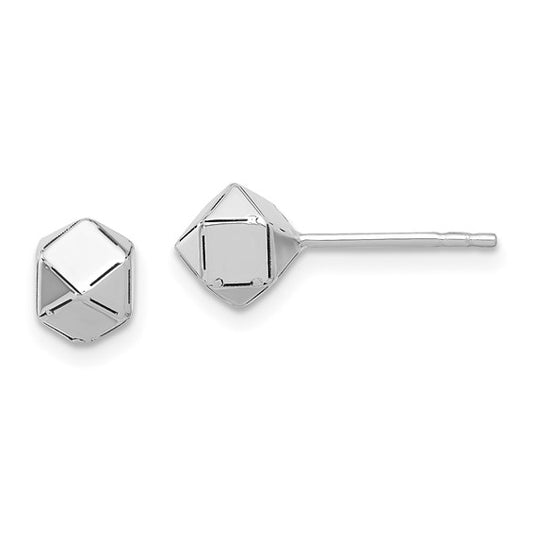 Leslie's 14K White Gold Polished Geometric Ball Post Earrings