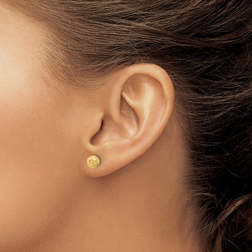 Leslie's 14K Polished/Satin and Diamond-cut Ball Post Earrings