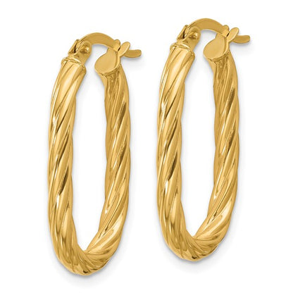 Leslie's 14K Polished Twisted Oval Hoop Earrings