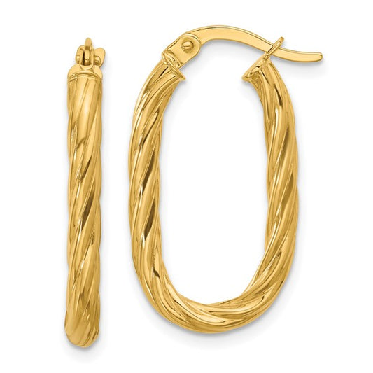 Leslie's 14K Polished Twisted Oval Hoop Earrings