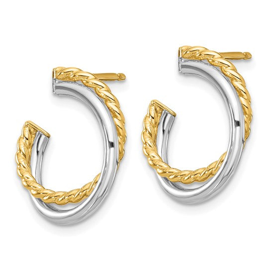 Leslie's 14K with White Rhodium Polished and Twisted Post Earrings