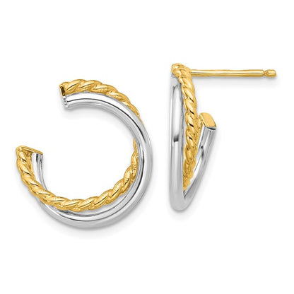 Leslie's 14K with White Rhodium Polished and Twisted Post Earrings