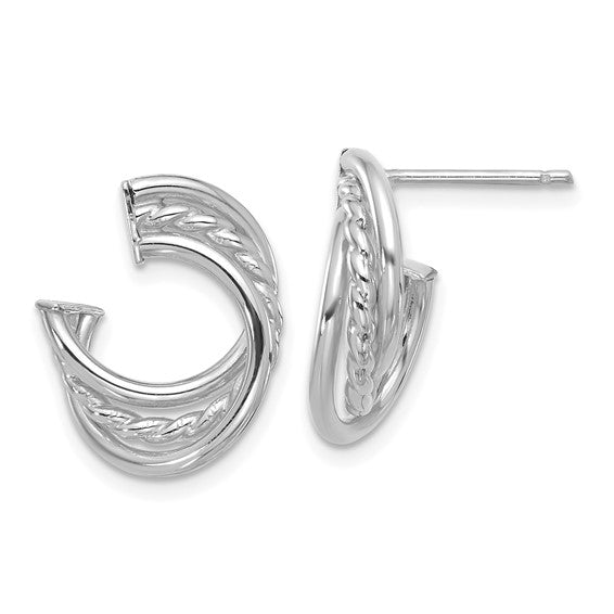 Leslie's 14K White Gold Polished and Twisted Post Earrings