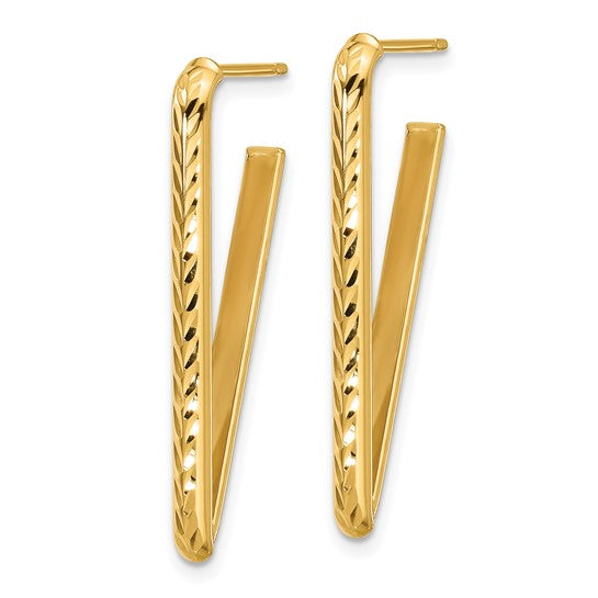 Leslie's 14K Polished and Diamod-cut Triangle Post Earrings