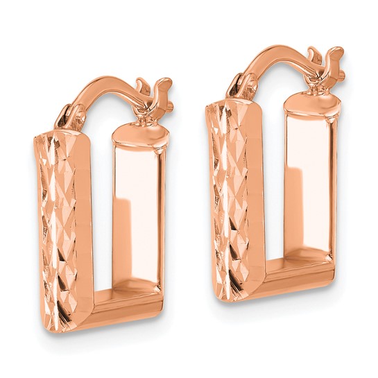 Leslie's 14K Rose Gold Polished and Diamond-cut Square Hoop Earrings