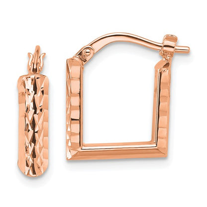 Leslie's 14K Rose Gold Polished and Diamond-cut Square Hoop Earrings