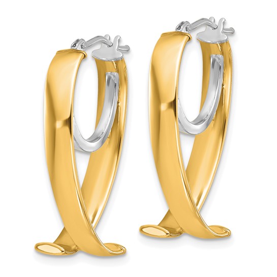 Leslie's 14K with White Rhodium Polished Fancy Hoop Earrings