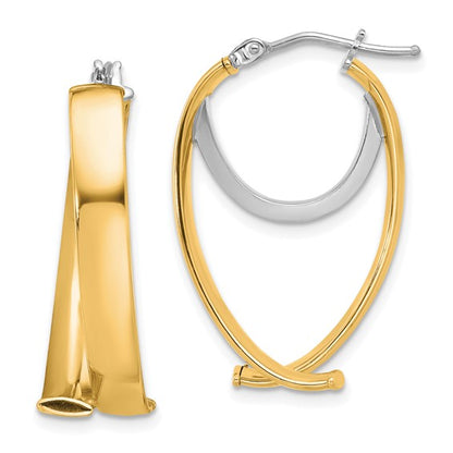 Leslie's 14K with White Rhodium Polished Fancy Hoop Earrings