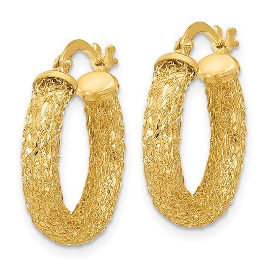 Leslie's 14K Polished and Textured Hoop Earrings