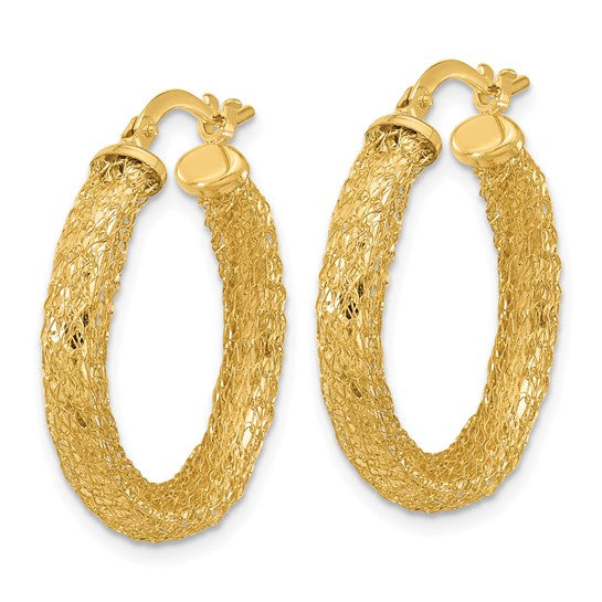 Leslie's 14K Polished and Textured Hoop Earrings