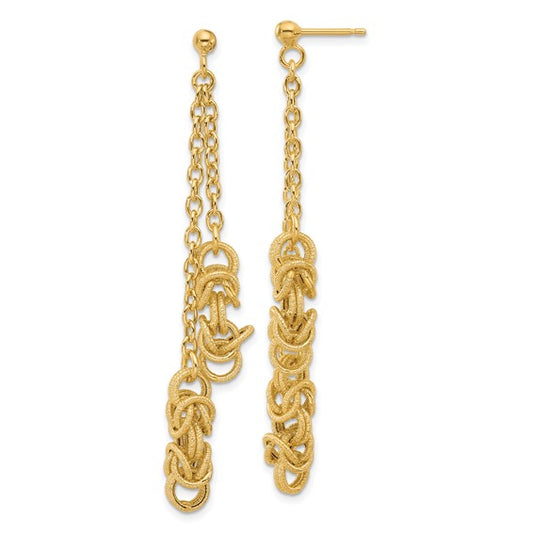 Leslie's 14K Polished and Textured Dangle Post Earrings