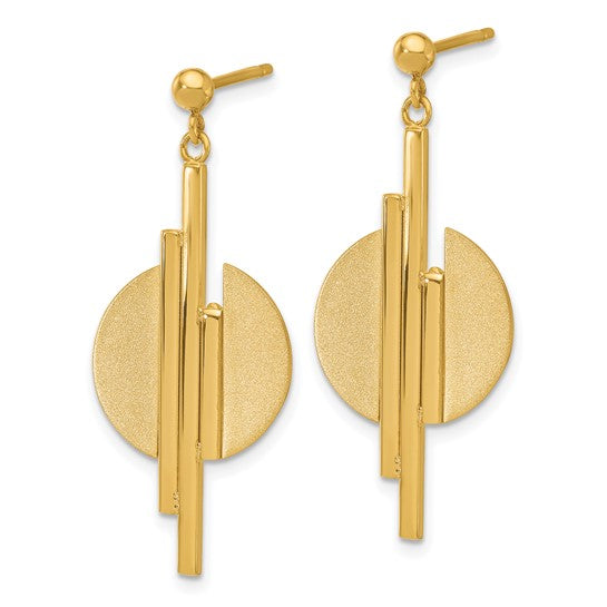Leslie's 14K Polished and Brushed Dangle Post Earrings