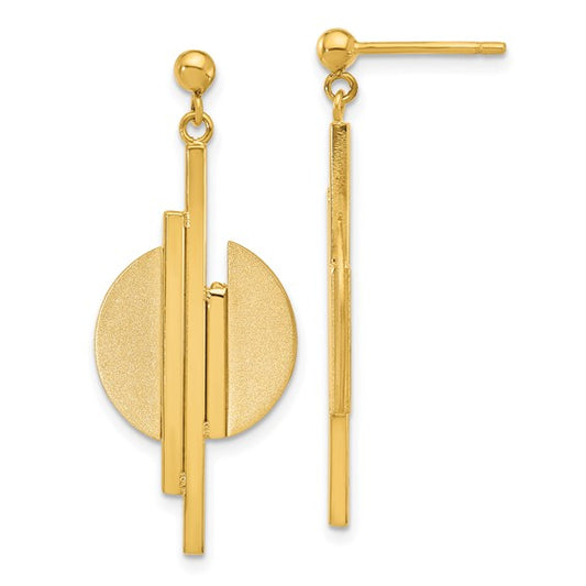 Leslie's 14K Polished and Brushed Dangle Post Earrings