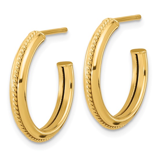 Leslie's 14K Polished and Textured Round J-Hoop Earrings