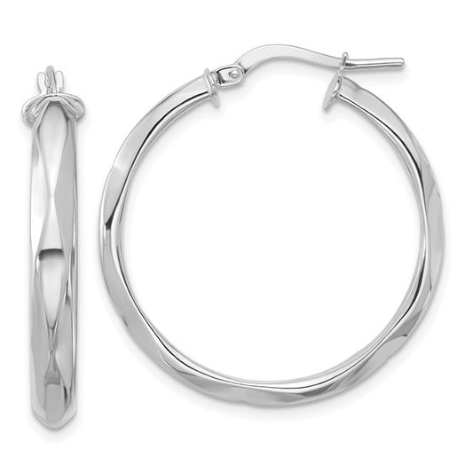 Leslie's 14K White Gold Polished Round Hoop Earrings