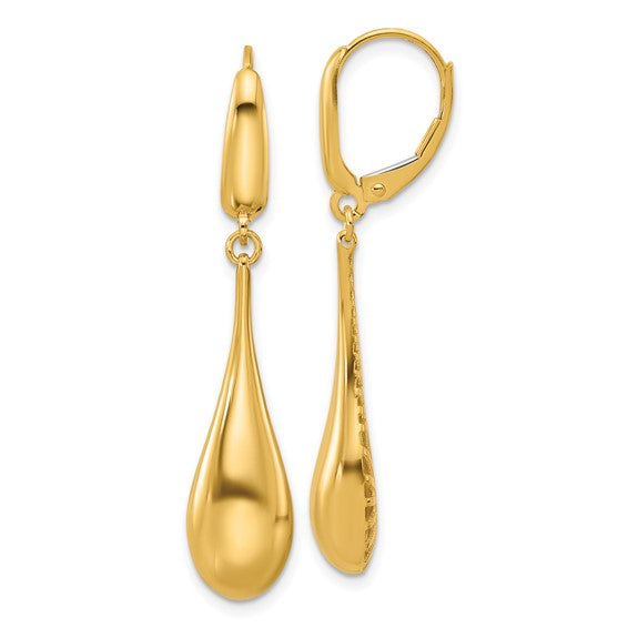 Leslie's 14K Polished Teardrop Dangle Leverback Earrings