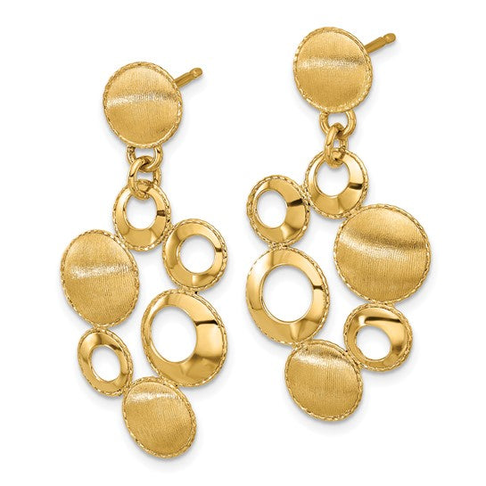 Leslie's' 14K Polished and Satin Circles Post Dangle Earrings