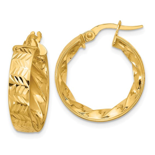 Leslie's 14k Polished and D/C Hoop Earrings