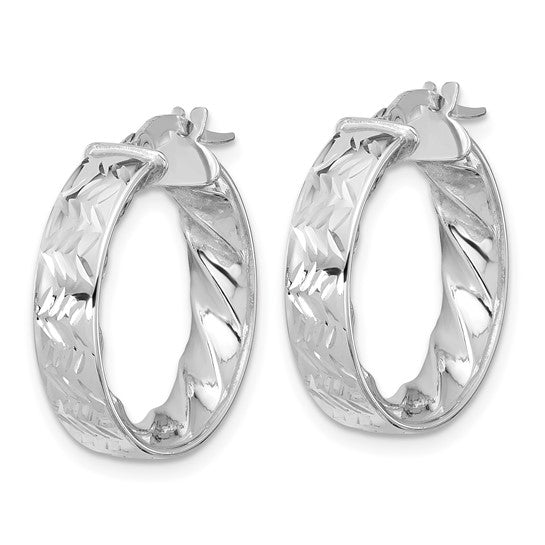 Leslie's 14k White Gold Polished and D/C Hoop Earrings