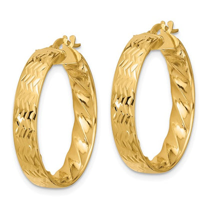 Leslie's 14k Polished and D/C Hoop Earrings